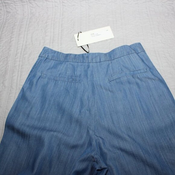DO+BE Womens High Waisted Wide Leg Chambray Blue Lightweight Trouser Pant Size S - Picture 4 of 9